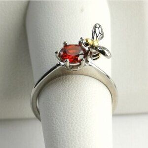 Spessartite Garnet Bee sterling silver ring size 7 🆕